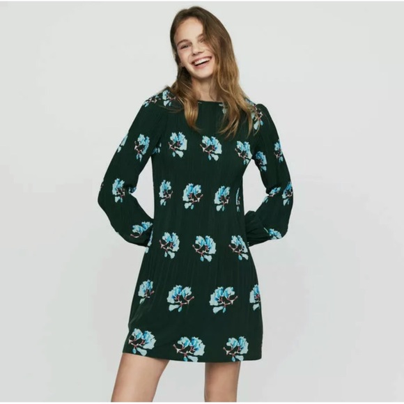maje green floral dress